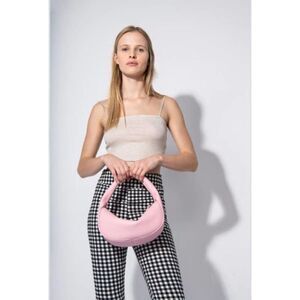 By far cush peony grained leather shoulder bag one size soft pink